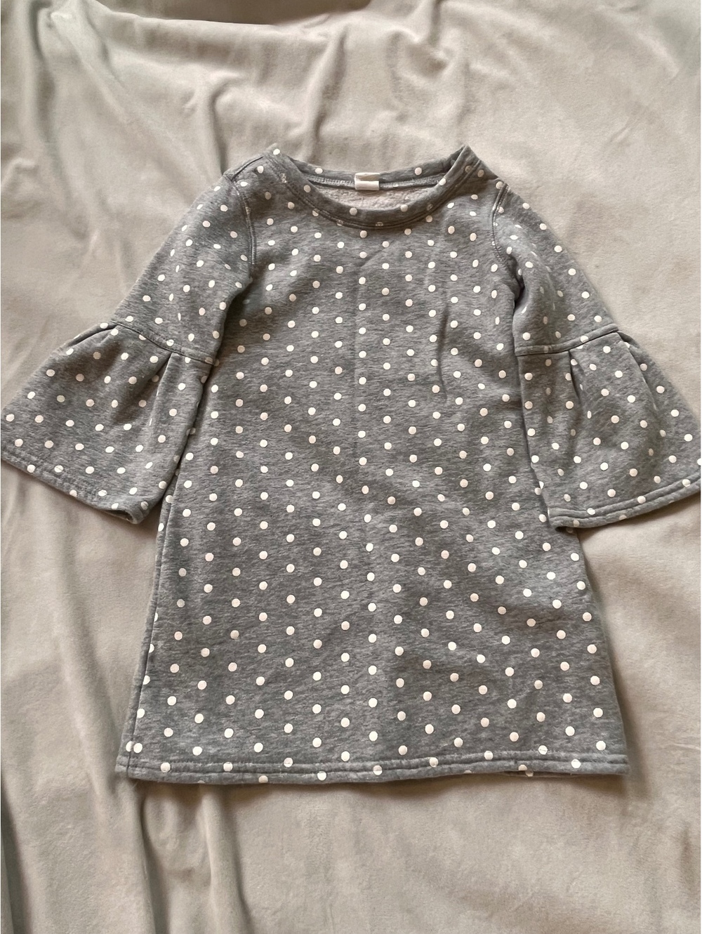 Gap Toddler Girls Gray Polka Dot Sweatshirt Dress Size 3 Years